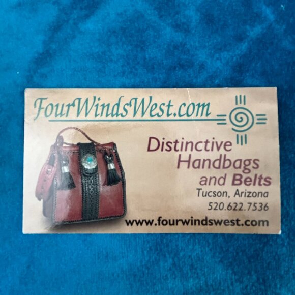 Southwestern Handmade Leather Shoulder Bag by Four Winds West - Conchos Pockets - Picture 12 of 12